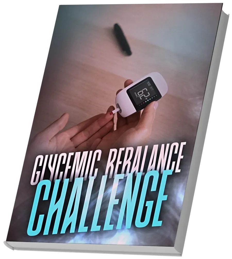 Ebook cover: 'Glycemic Rebalance Challenge', shown on the sales page with a $39 value
